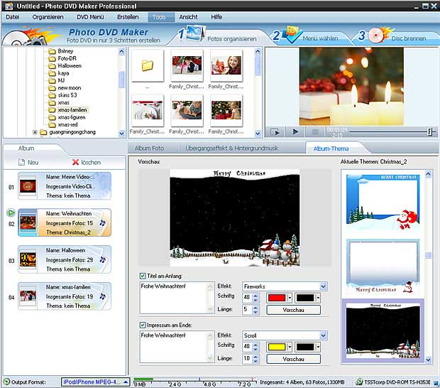 Photo DVD Maker erstellt Foto DVD Foto Diashow mit Musik und Text