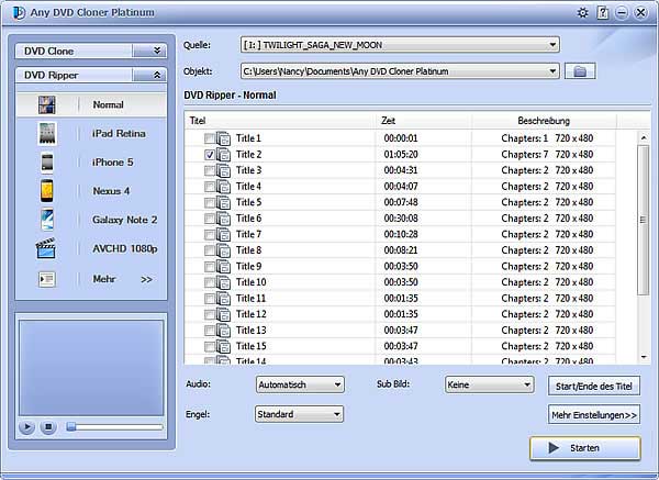 Any DVD Cloner Screenshot 2 - DVD rippen