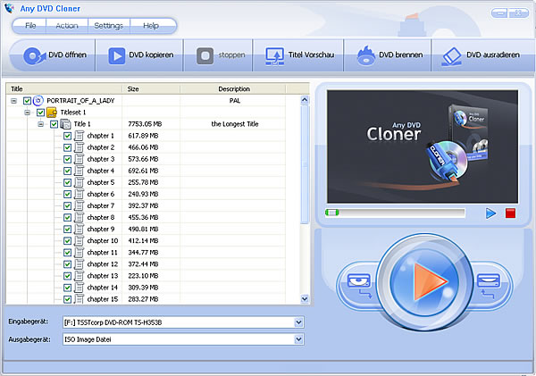 Any DVD Cloner Screenshot1: DVD öffnen