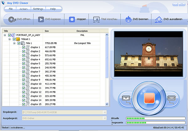 Any DVD Cloner Screenshot 2: DVD kopieren