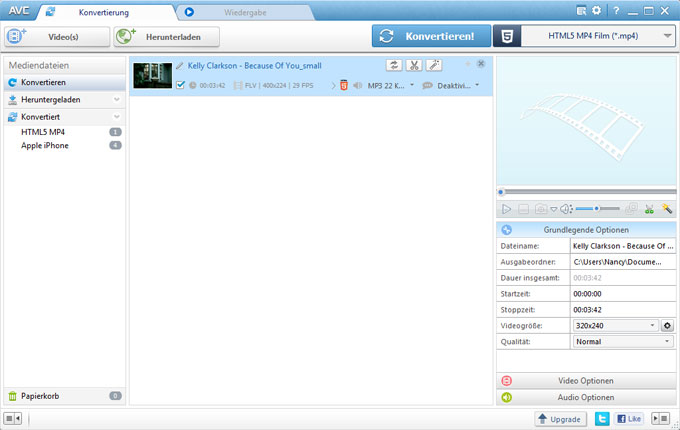 Der Free Video Converter kann Videos und Audios umwandeln.