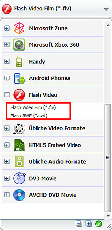 Konvertieren Sie avi, flv, mp4, wmv mit dem free flash video konverter