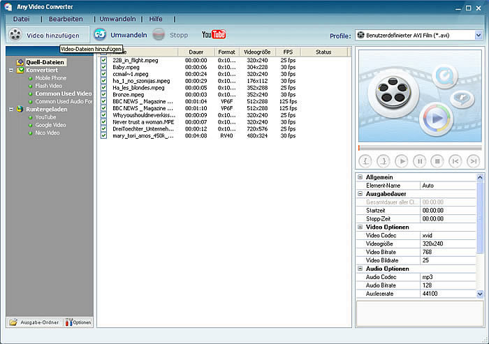 Der Free WMV Converter kann MPEG Videos umwandeln.