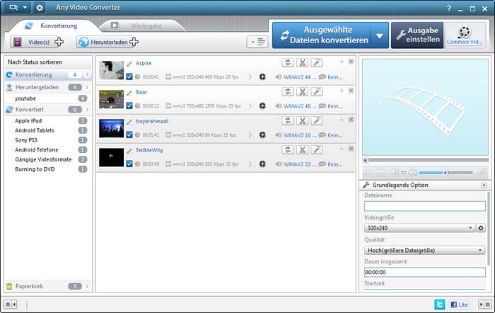 Der Free WMV Converter kann WMV Videos umwandeln.