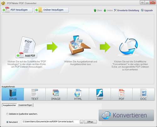 Oberfläche von Free PDF Converter