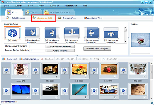 Photo Flash Maker Free bietet Ihnen erstaunliche Übergänge Effekte.