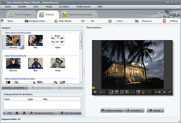 Video Vorlagen von Photo Flash Maker Platinum