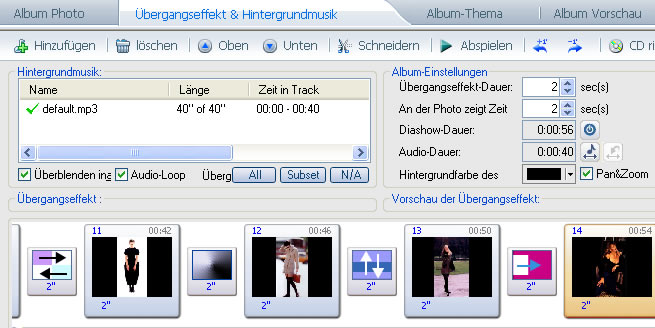 Sie können Hintergrundmusik zur Diashow hinzufügen