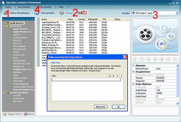 FLV to MP3 Converter wandelt Videos in MP3