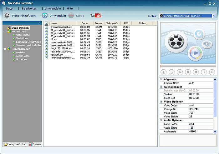 Der Free AVI Converter kann AVI Videos umwandeln.