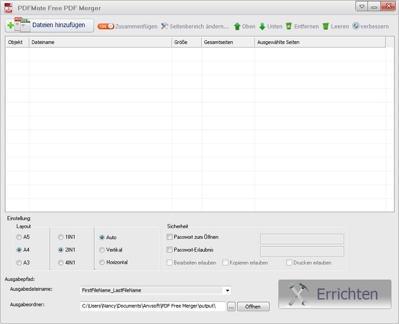 Free PDF Merger=PDF Kombinator + PDF Trenner + PDF Konverter