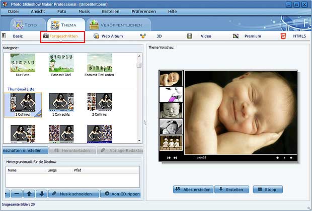 Mit Photo Slideshow Maker können Sie Foto Flash Diashow mit Musik erstellen